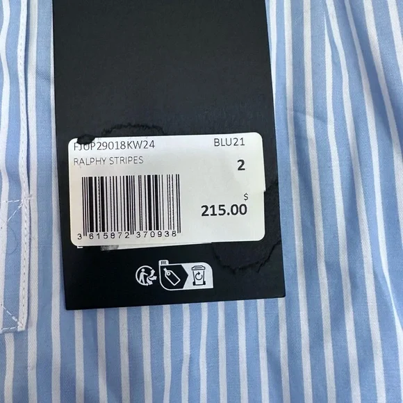 NWT | The Kooples | Light Blue and White Striped | Cotton Mini Skirt - Picture 7 of 8